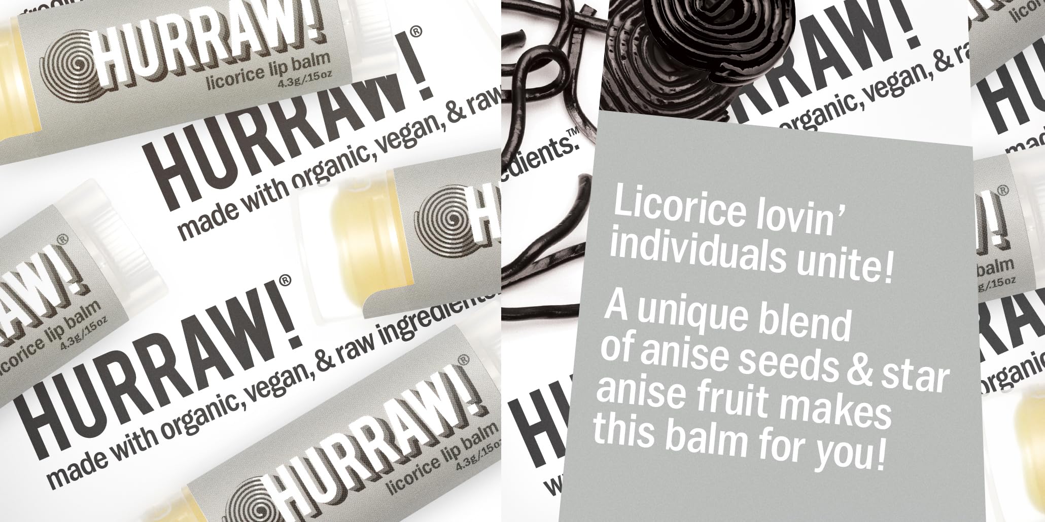 Hurraw! Licorice Lip Balm, 2 Pack: Organic, Certified Vegan, Cruelty and Gluten Free. Non-GMO, 100% Natural Ingredients. Bee, Shea, Soy and Palm Free. Made in USA